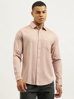 United Colors of Benetton - Beige Regular Fit Spread Collar Textured Open Weave Shirt
