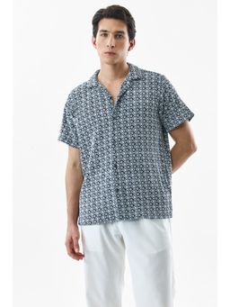 Snitch - Black Embroidered Half Sleeves Boxy Casual Shirt