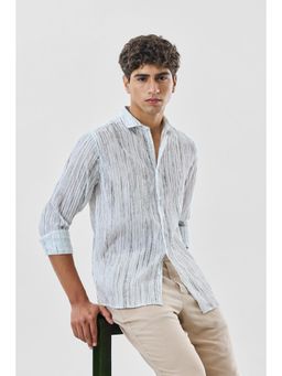 Snitch - White Stripes Full Sleeves Slim Casual Shirt