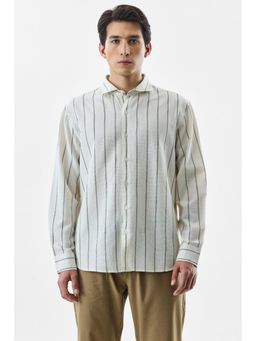 Snitch - Off White Stripes Full Sleeves Regular Casual Shirt