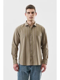 Snitch - Tan Stripes Full Sleeves Regular Casual Shirt