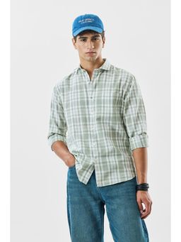 Snitch - Sage Green Checks Full Sleeves Regular Casual Shirt