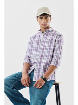 Snitch - Lavender Checks Full Sleeves Regular Casual Shirt