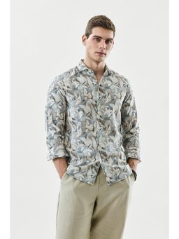 Snitch - Light Blue Floral Full Sleeves Slim Casual Shirt