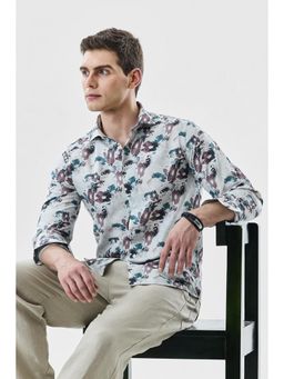 Snitch - Off White Floral Full Sleeves Slim Casual Shirt