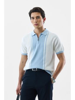 Snitch - Light Blue Stripes Half Sleeves Regular Casual Polo T-Shirt
