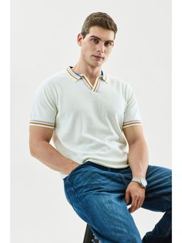 Snitch - White Solid Half Sleeves Regular Polo T-Shirt