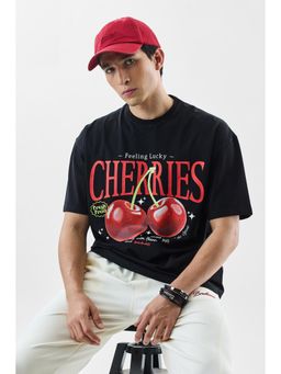 Snitch - Black Graphic Half Sleeves Oversized Casual T-Shirt