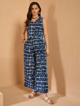 InWeave - Indigo Geometric Waistcoat and Palazzo