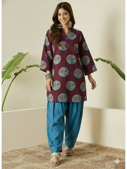 InWeave - Wine Round Kurta and Salwar