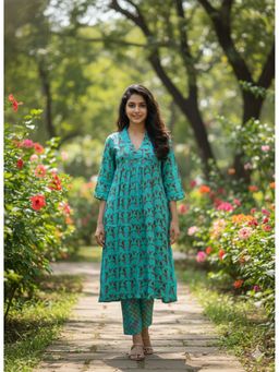 MAAND - Women Ethnic Motifs Printed Empire Kurta with Pant