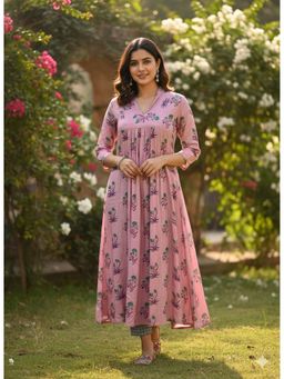 MAAND - Women Ethnic Motifs Floral Printed Empire Kurta with Pant