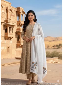 MAAND - Women Ethnic Motifs Printed A-Line Pure Cotton Kurta with Pant and Dupatta