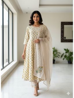MAAND - Women Floral Printed A-line Kurta with Pant and Dupatta