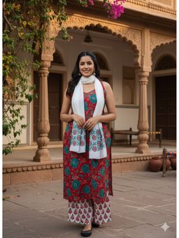 MAAND - Women Floral Printed Regular Kurta with Palazzo and Dupatta