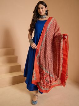InWeave - Ink Blue Strappy Long Anarkali and Palazzo with Dupatta