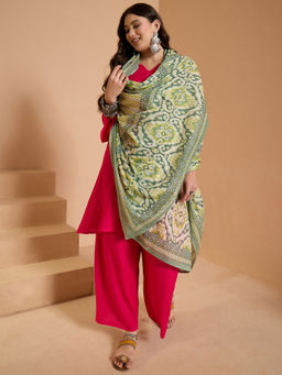 InWeave - Pink Full Sleeve Kurta and Palazzo with Dupatta
