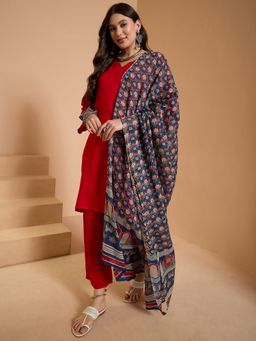 InWeave - Red Full Sleeve Kurta and Pant with Dupatta