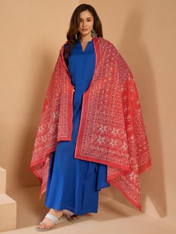 InWeave - Ink Blue Green Mandarin Kurta and Palazzo with Dupatta