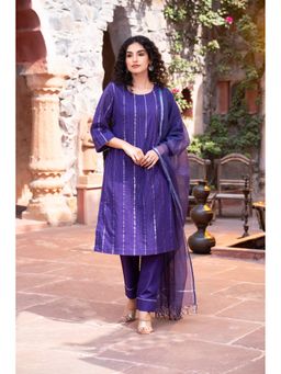 Indy Raaga - Purple Cotton Kurta with Pant and Dupatta