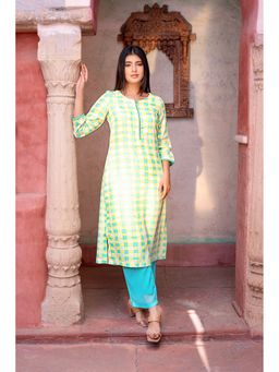Indy Raaga - Georgette Geometric Printed Kurta with Straight Pant