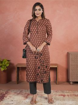 ARAMYA - Soft Cotton Straight Butti Print Kurta with Pant