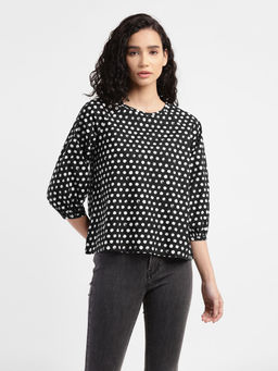 Levi's - Women's Polka Dot Black Round Neck Tops