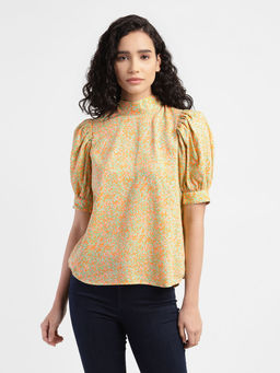 Levi's - Women's Printed Orange High Neck Tops