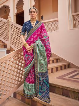 Elora - Pure Sigma Silk Printed Patola Saree (Pink)