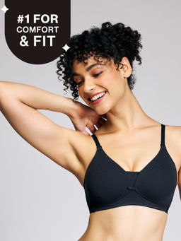 Nykd by Nykaa - Breathe Cotton Triangle Cup Padded Non Wired T-Shirt Bra NYB003 Black