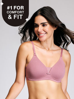 Nykd by Nykaa - Breathe Cotton Triangle Cup Padded Non Wired T-Shirt Bra NYB003 Mauve