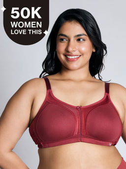 Nykd by Nykaa - Everyday Cotton M-Frame Bounce Control Non-Padded Non-Wired Bra NYB101 Brick Red