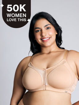 Nykd by Nykaa - Everyday Cotton M-Frame Bounce Control Non-Padded Non-Wired Bra NYB101 Sand