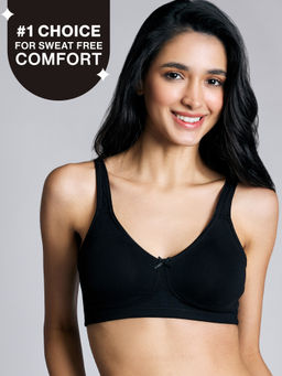 Nykd by Nykaa - No Sweat Breast Separating Breathe Cotton Non Padded Non Wired Bra Black NYB105