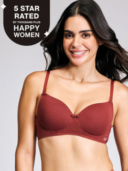 Nykd by Nykaa - Breathe Cotton All Day Comfort Padded Non Wired T-Shirt Bra Nyb198 Brick