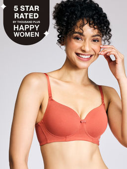 Nykd by Nykaa - Breathe Cotton All Day Comfort Padded Non Wired T-Shirt Bra Nyb198 Carrot
