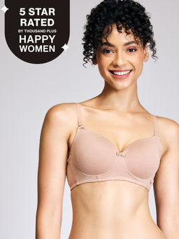 Nykd by Nykaa - Breathe Cotton All Day Comfort Padded Non Wired T-Shirt Bra Nyb198 Dark Skin