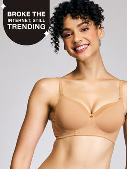 Nykd by Nykaa - Iconic Cotton Low Back Padded Non-Wired 3/4th Coverage T-shirt Bra NYB252 Tan