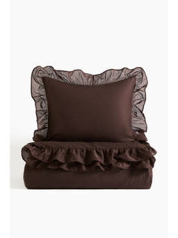 H&M - Brown Flounced single duvet cover set