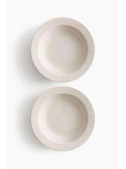 H&M - Beige 2-pack porcelain deep plates