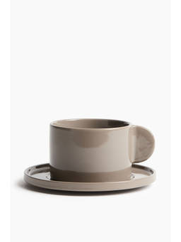 H&M - Brown Stoneware cup and saucer
