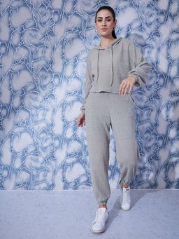 AAREIN - Grey Full Sleeves Hooded Neck Wool Blend Co-Ord Set