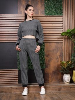 AAREIN - Black Full Sleeves Round Neck Polyester Co-Ord Set