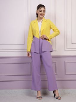 AAREIN - Lavender Full Sleeves Notched Lapel Neck Polyester Co-Ord Set