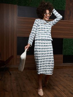 AAREIN - Teal Full Sleeves Round Neck Polyester Co-Ord Set