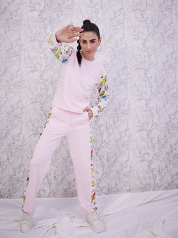 AAREIN - Pink Full Sleeves Round Neck Polyester Co-Ord Set