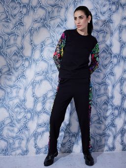 AAREIN - Black Full Sleeves Round Neck Polyester Co-Ord Set