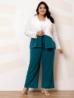 AAREIN - Green Full Sleeves Notched Lapel Neck Polyester Co-Ord Set