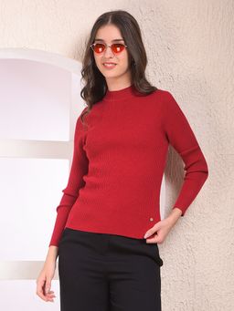 CRIMSOUNE CLUB - Maroon High Neck Sweater