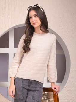 CRIMSOUNE CLUB - Beige Textured Sweater